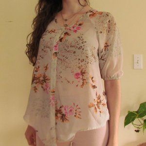 Dusty Rose Floral Chiffon Top